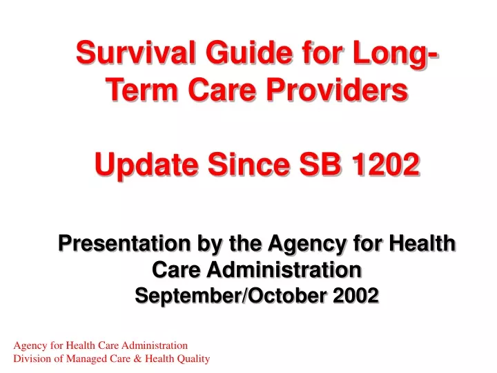 survival guide for long term care providers