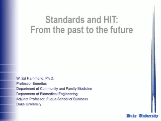Standards and HIT: From the past to the future
