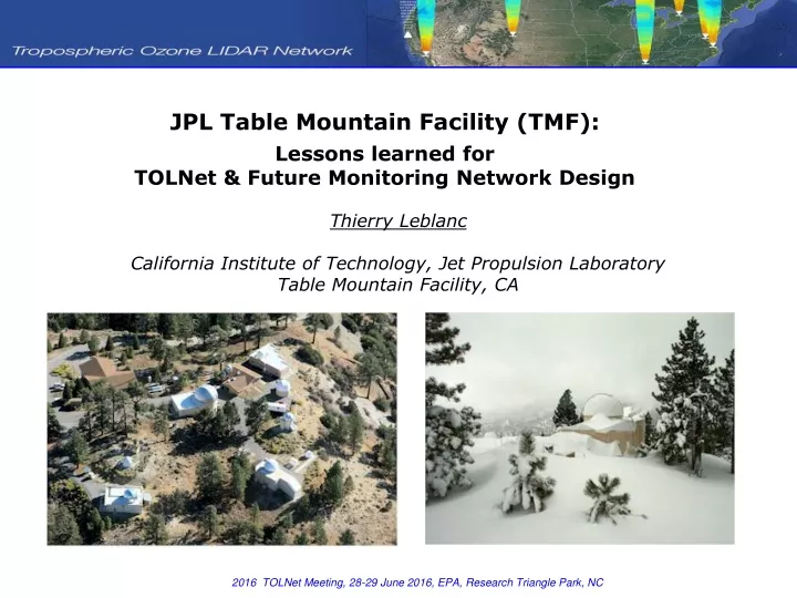 jpl table mountain facility tmf lessons learned