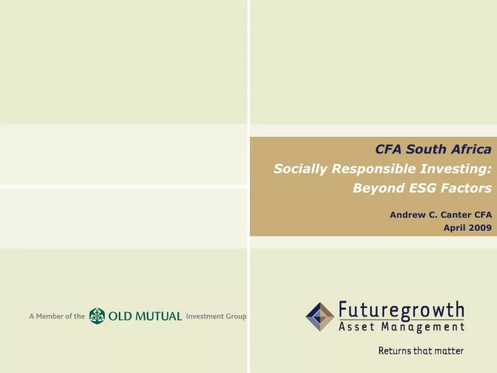 cfa south africa socially responsible investing