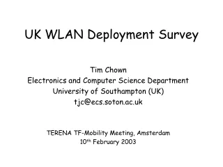 UK WLAN Deployment Survey