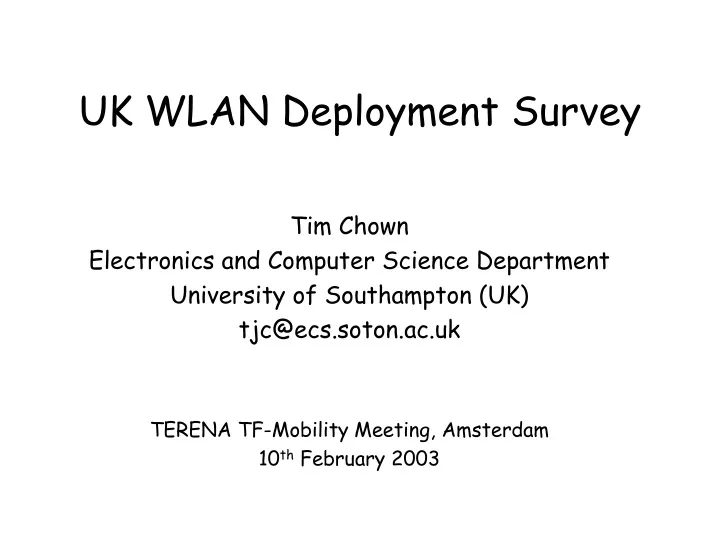 uk wlan deployment survey