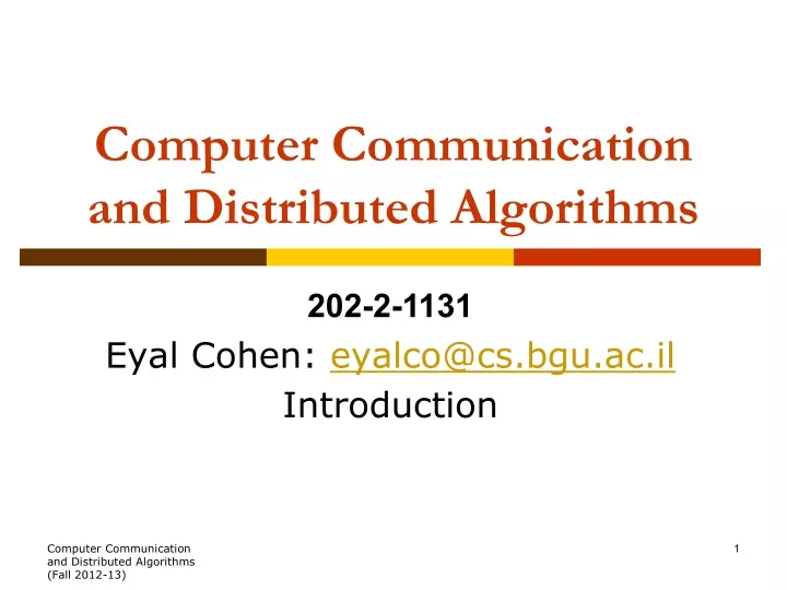 computer communication and distributed algorithms
