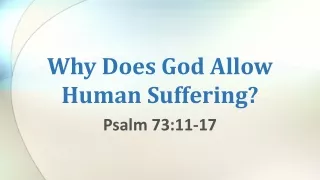 Why Does God Allow Human Suffering?