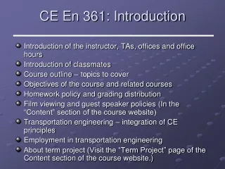 CE En 361: Introduction