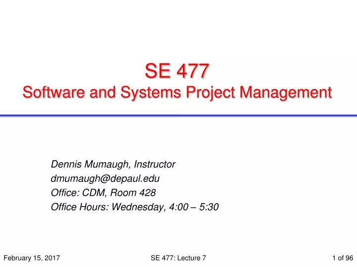 se 477 software and systems project management