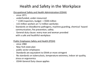 Health and Safety in the Workplace