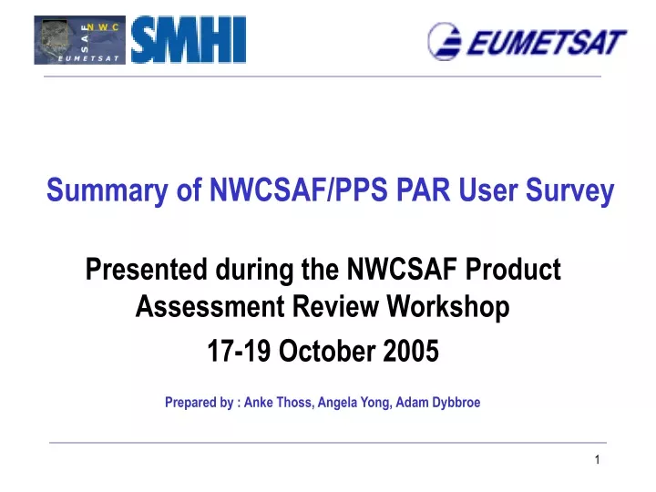 summary of nwcsaf pps par user survey