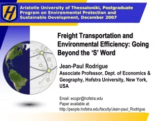 Freight Transportation and Environmental Efficiency: Going Beyond the ‘S’ Word