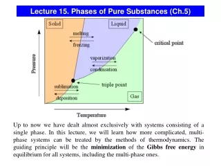 Lecture 15. Phases of Pure Substances (Ch.5)