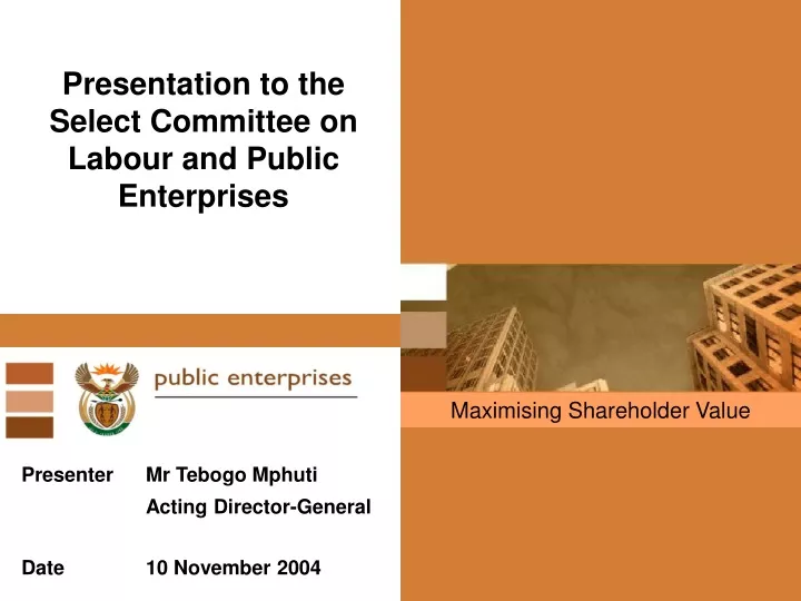 presentation to the select committee on labour and public enterprises