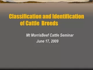 Mt MorrisBeef Cattle Seminar            June 17, 2009