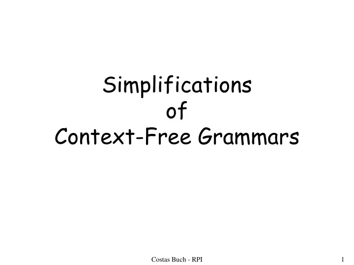 simplifications of context free grammars