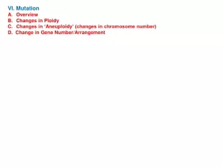 VI. Mutation Overview Changes in  Ploidy Changes in ‘ Aneuploidy ’ (changes in chromosome number)