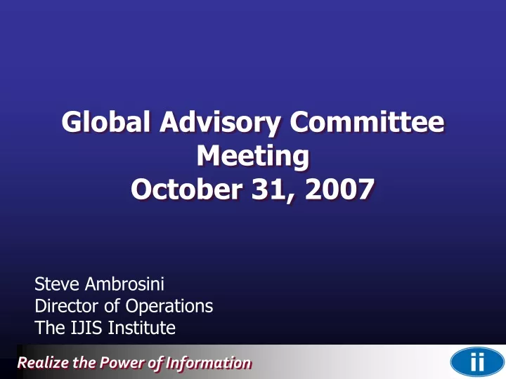 global advisory committee meeting october 31 2007