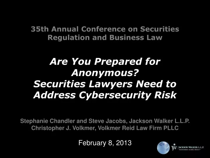 35th annual conference on securities regulation