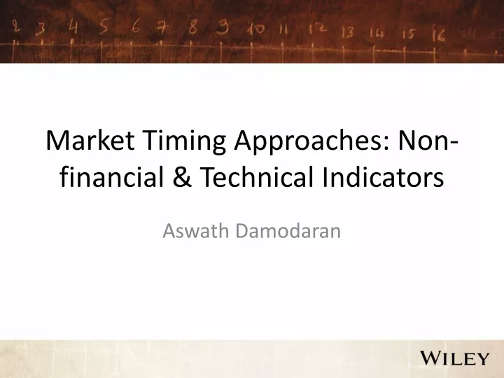 market timing approaches non financial technical indicators