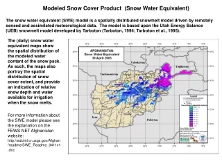 Modeled Snow Cover Product  (Snow Water Equivalent)