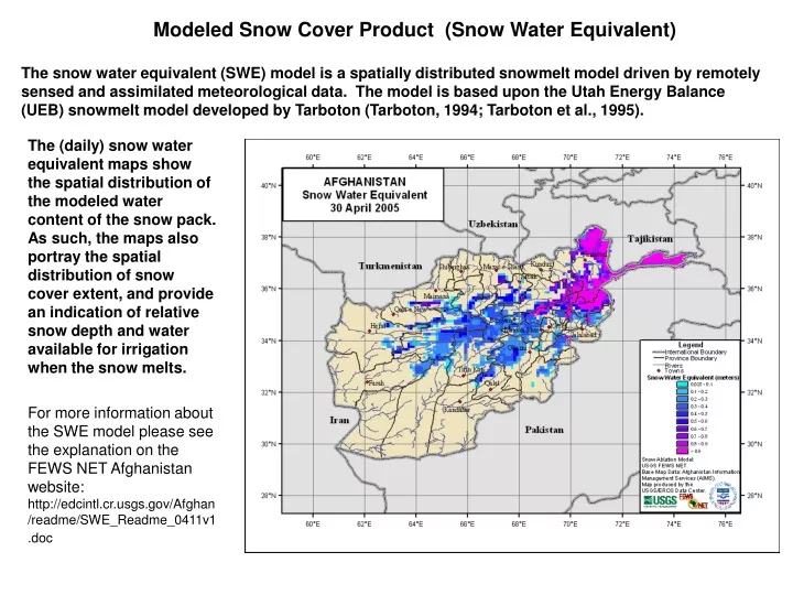 modeled snow cover product snow water equivalent