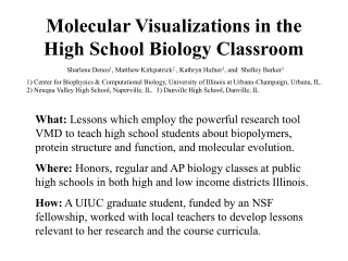 Molecular Visualizations in the High School Biology Classroom