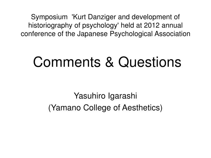 yasuhiro igarashi yamano college of aesthetics