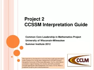 Project 2 CCSSM Interpretation Guide