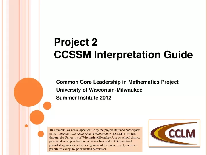 project 2 ccssm interpretation guide