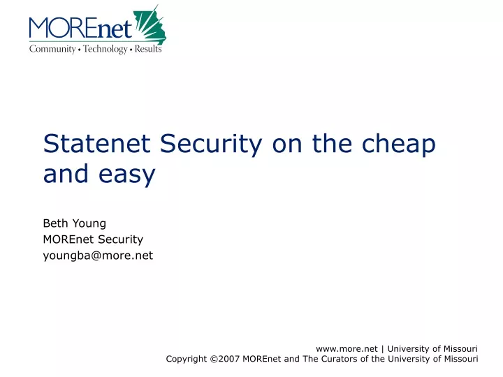 statenet security on the cheap and easy