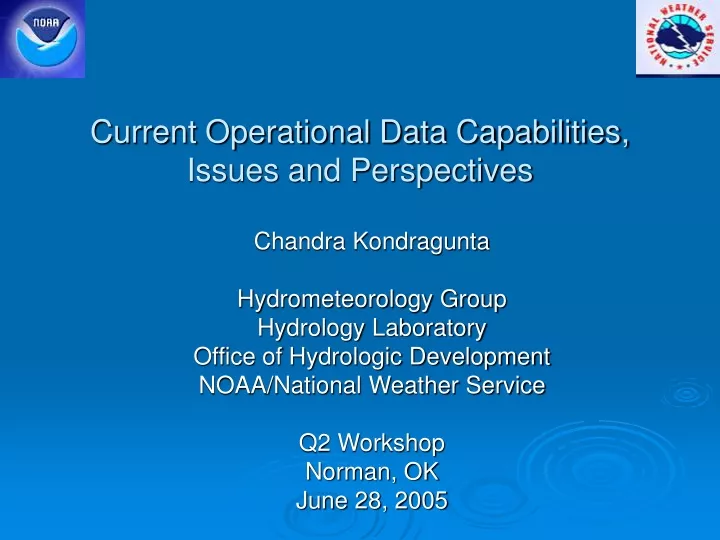 current operational data capabilities issues and perspectives