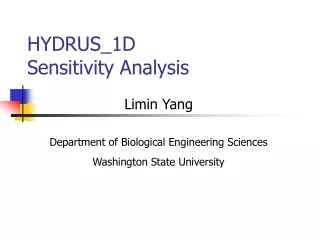 HYDRUS_1D  Sensitivity Analysis