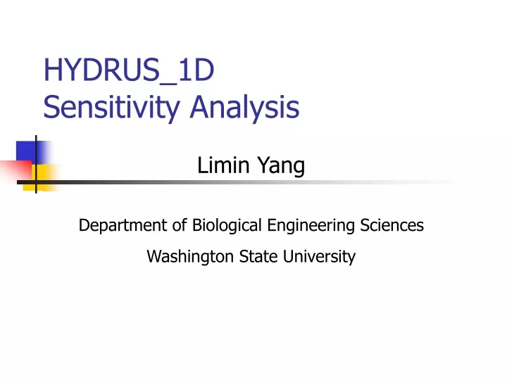 hydrus 1d sensitivity analysis
