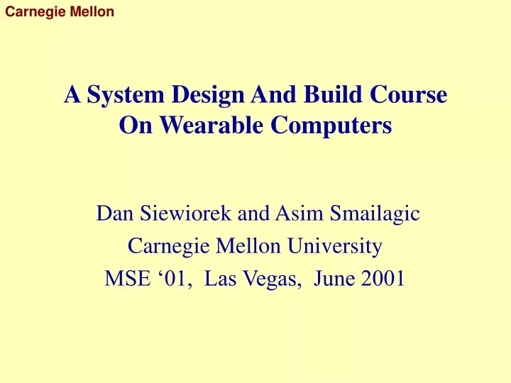 a system design and build course on wearable computers