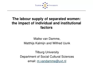 The labour supply of separated women:  the impact of individual and institutional factors