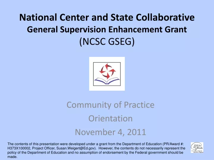 national center and state collaborative general supervision enhancement grant ncsc gseg