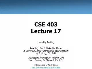 CSE 403 Lecture 17