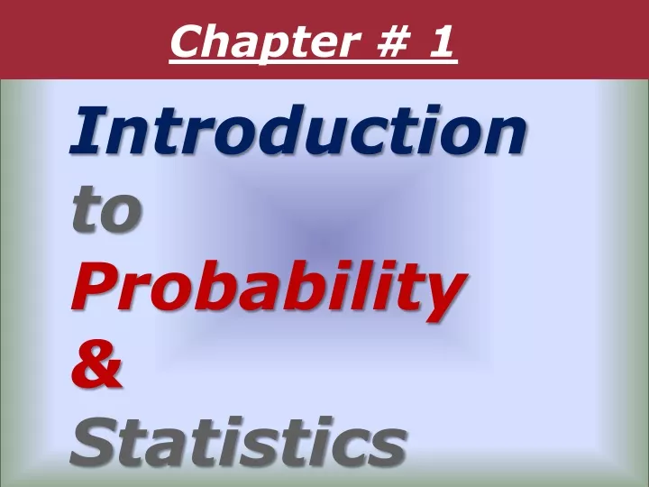 introduction to probability statistics