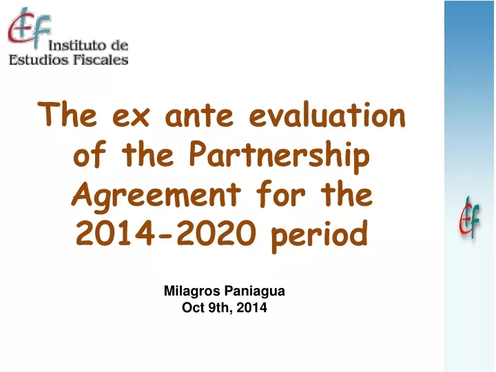 the ex ante evaluation of the partnership