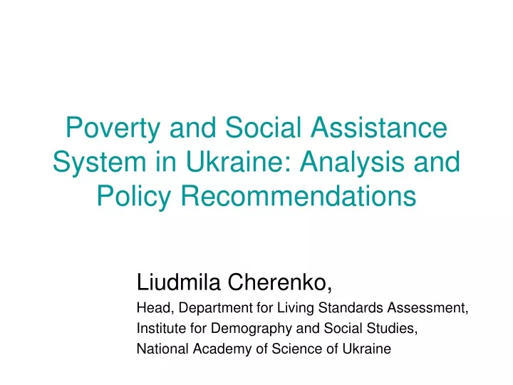 poverty and social assistance system in ukraine analysis and policy recommendations