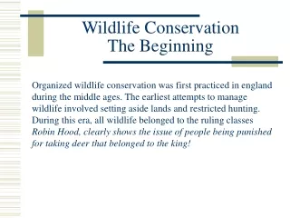 Wildlife Conservation The Beginning