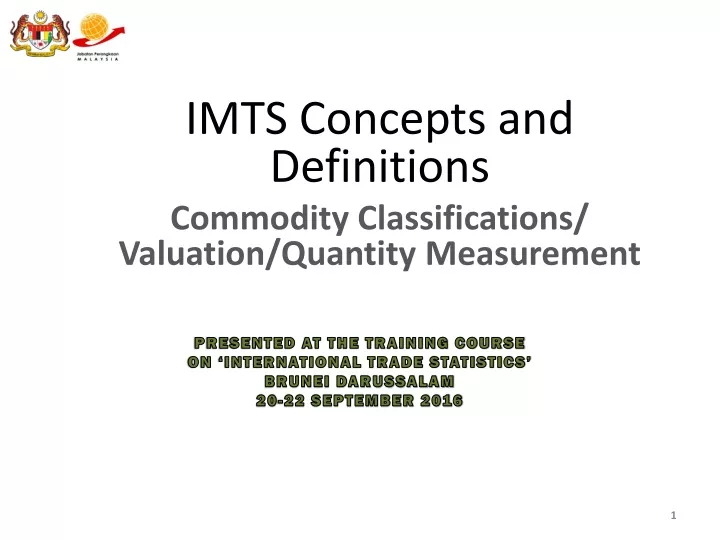 imts concepts and definitions commodity classifications valuation quantity measurement