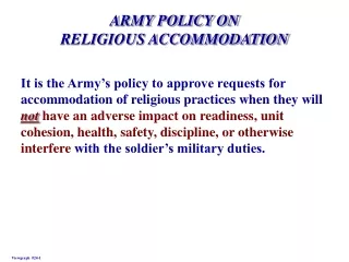 ARMY POLICY ON RELIGIOUS ACCOMMODATION