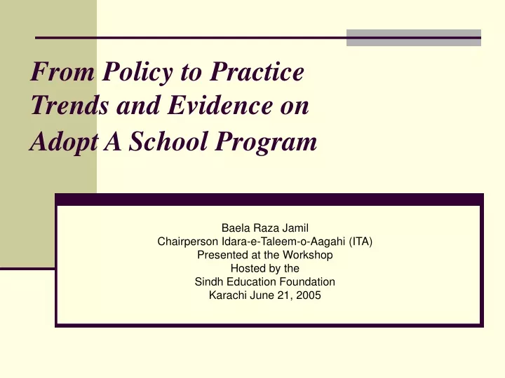 from policy to practice trends and evidence on adopt a school program