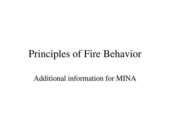 principles of fire behavior