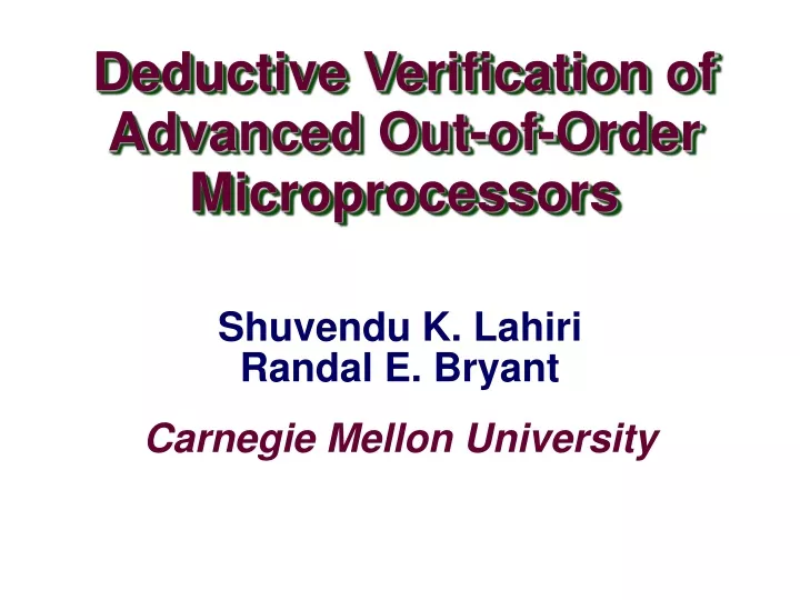 deductive verification of advanced out of order