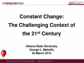 Athens State University George L. Mehaffy 20 March 2015