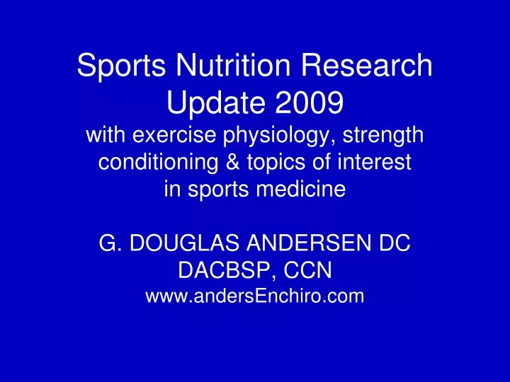 sports nutrition research update 2009 with