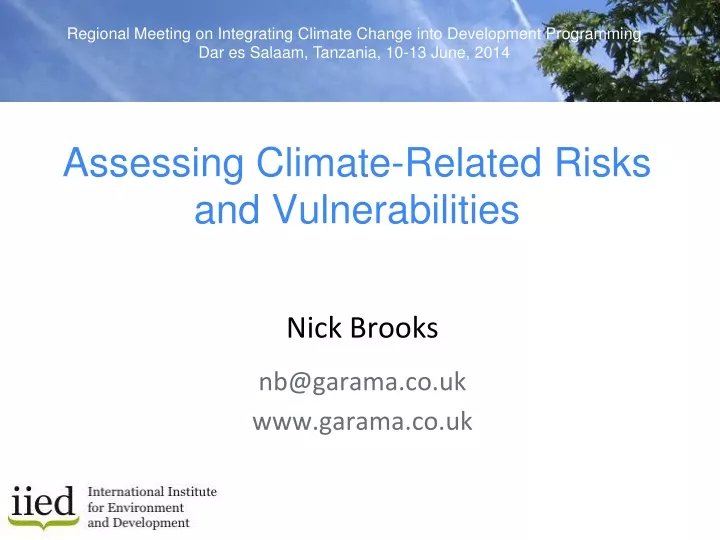 assessing climate related risks and vulnerabilities
