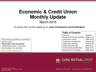 Economic &amp; Credit Union Monthly Update