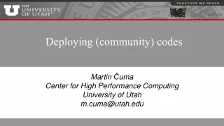 Deploying (community) codes