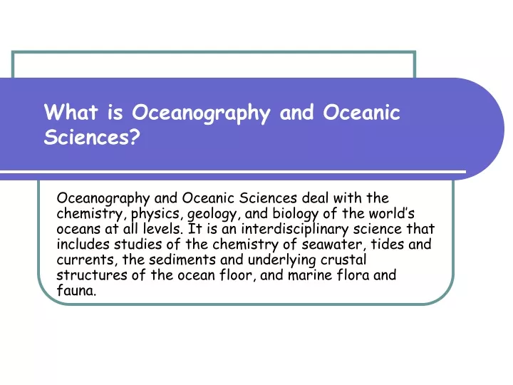 what is oceanography and oceanic sciences